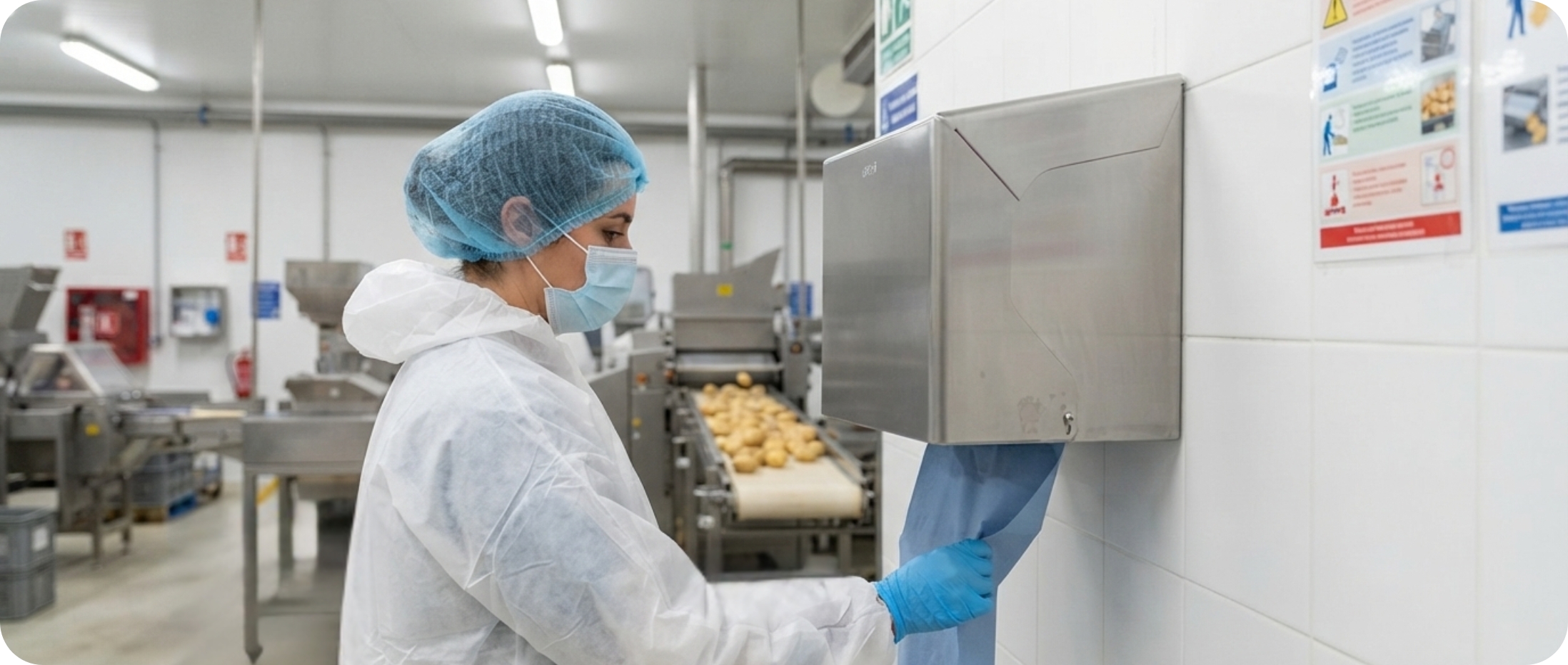 Nuovo dispenser carenato per bobine: design migliorato per igiene, sicurezza e funzionalità. 
